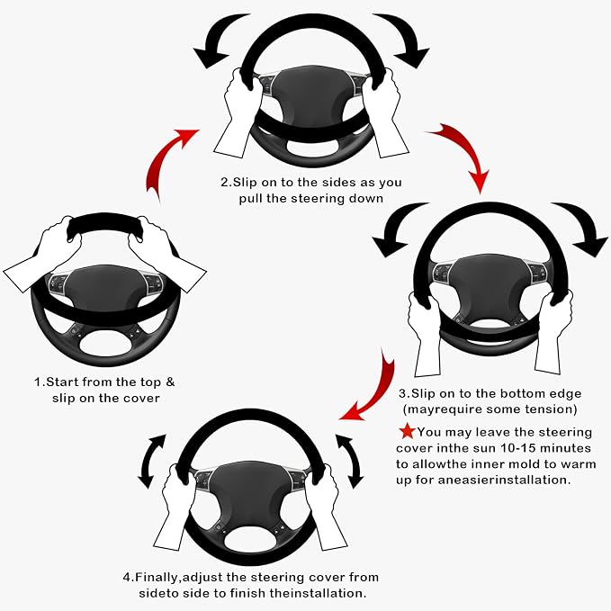 Wildflower Flower Floral Steering Wheel Cover for Women Anti-Slip Universal Car Accessories 15 inch Steering Wheel Protector Fit Auto SUV Sedan Vans Trucks
