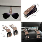 27 PCs Gold Champagne Bling Car Accessories Set for Women, Steering Wheel Covers Universal Fit 15 Inch, Bling License Plate Frame, Bling Phone Holder, Bling Car Coasters
