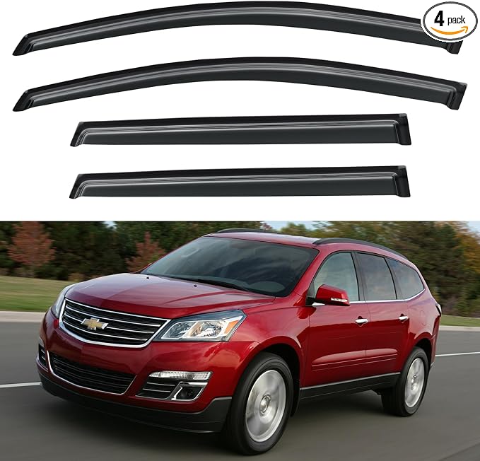 Window Visors Rain Guards Shield for 2009-2017 Chevy Traverse, Out-Channel Window Vent Wind Deflectors Visors Shades for 09-17 Traverse