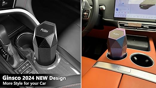 Car Trash Can with Lid, Cup Holder Garbage Can for Car, Garbage Bin Cars Accessories for Interior, Leakproof Small Trash Bin, Mini Trash Can for Cars, Home, Office (2, Silver)