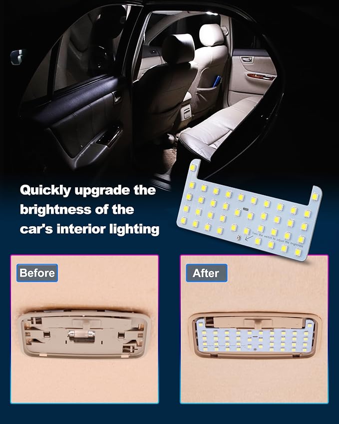 Rear Dome LED Light Board,6000K White Light,Cab Interior Lamp Upgrade Accessories,Fit For Toyota 3rd Gen Tacoma (2016-2023),FJ Cruiser (all series),4Runner (2007-2024),RAV4 (2005-2021)