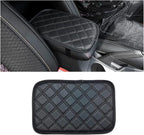 Car Leather Center Console Cushion Pad, 11.4"x7.4" Waterproof Armrest Seat Box Cover Fit for Cars, Vehicles, SUVs, Comfort, Car Interior Protection Accessories (Black-2)