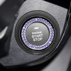 Bling Car Engine Start Ring Decals, 2PCS Crystal Rhinestone Vehicle Push Start Button Cover Sticker, Key Ignition Knob Ring, Sparkling Automotive Interior Accessories (Set Royal Blue)