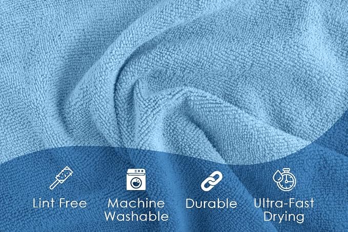 Microfiber Cleaning Cloths (Value Pack of 36) - Size 16 x 16 Inches, Highly Absorbent Cleaning Rags, Lint Free, Reusable and Washable, Microfiber Towels for Cars