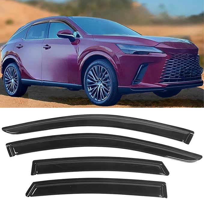 Rain Guards Window Deflectors for 2016-2022 Lexus RX350 RX450h, 4-Piece Set for Front & Rear Doors, Smoked Tint Outside Window Wind Deflectors Vent Visors Shades,OE Style No-Gap Fit