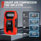 AC/DC Tire Inflator Portable Air Compressor, Dual Power for Home 110V AC and Car 12V DC Air Pump with Pressure Gauge, Auto Shutoff, Tire Pump for Car Motorcycle Bike and Other Inflatables, Red