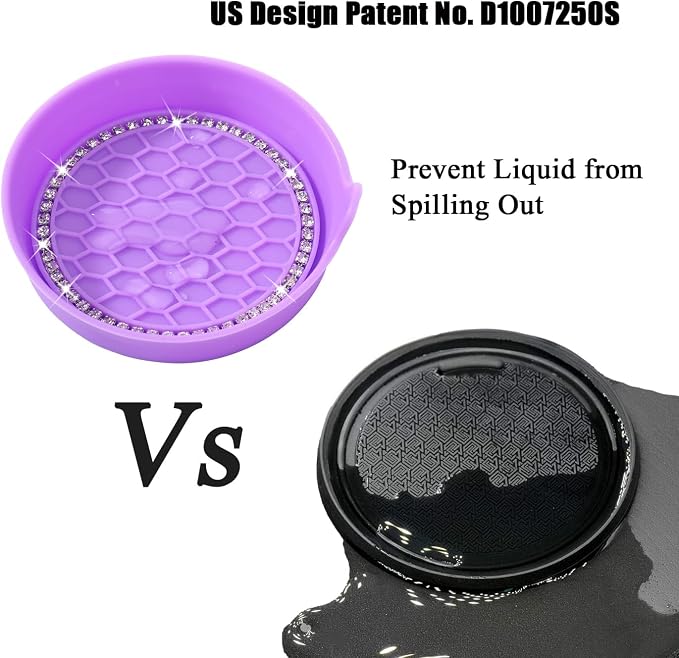 Car Cup Coaster Universal Non-Slip Cup Holders Bling Crystal Rhinestone Car Interior Accessories 2 Pack Purple
