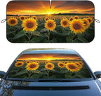 Sunflower Car Window Sun Shield Rustic Yellow Golden Flower Sunset Front Window Sun Shade Blocks UV Rays Sun Visor Protector for Car Sedan Truck SUV Accessories 59" L x 31.5" W
