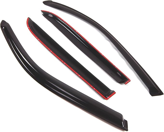 WD2-461 Dark Smoke 4 Pcs Set Window Visor (Outside Mount) Deflector Rain Guard Compatible with 2004-2006 Toyota Tundra Double Cab/Extended Cab