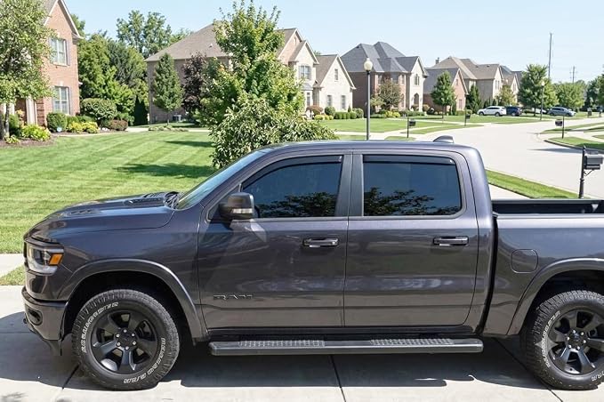 2019-2026 in-Channel Rain Guards for Dodge Ram 1500 Side Window Visor Deflectors Crew Cab Only Tinted Vent Shade Protectors 2020 2021 2022 2023 2024 2025