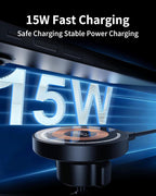 Magnetic Wireless Car Mount Charger, 15W Fast Charging for MagSafe Car Mount,Magnetic Car Phone Holder Mount, Car Cell Phone Holder Fit iPhone 17 16 15 14 13 12 All Smartphones