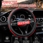Car Steering Wheel Cover Full Surround - Soft Breathable Anti-Slip Heavyweight Safety Cover, Thick Cushioned Sports Style Universal Fit for Auto Truck SUV (Black/Red)