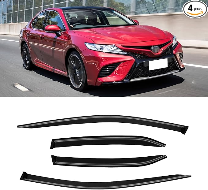 Window Rain Guards for 2018-2024 Toyota Camry, Window Visor Guard Vent Wind Shade Deflector Rain Shield Protector Sun Visor for 18-24 Camry 2019 2020 2021 2022 2023,Tape-on/Outside-Mount, 4PCS