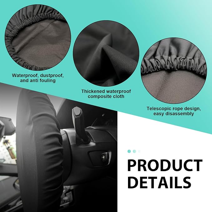 Car Steering Wheel Sunshade, Universal 15.7" Steering Wheel Sunshade, Full Coverage Auto Interior Wheel Sunshade Accessory, Suitable for Sedans SUVs Trucks (Black)