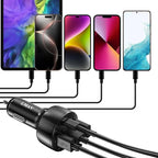 USB C Car Charger Adapter, 5 Ports 75W PD 3.0 Car Phone Charger Fast Charging Compatible with iPhone 16/15/14/13 Pro Max Series, iPad Pro, Galaxy S24/S23/S22/Note 20, Android, Pixel.