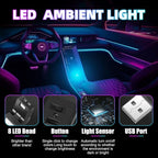 4 Pcs Mini USB LED Light Car LED Interior Lighting 5v RGB Foldable Ambient Lighting Adjustable 8 Color and Brightness Smart USB Night Lamp for Cars Laptop Keyboard (USB-A)