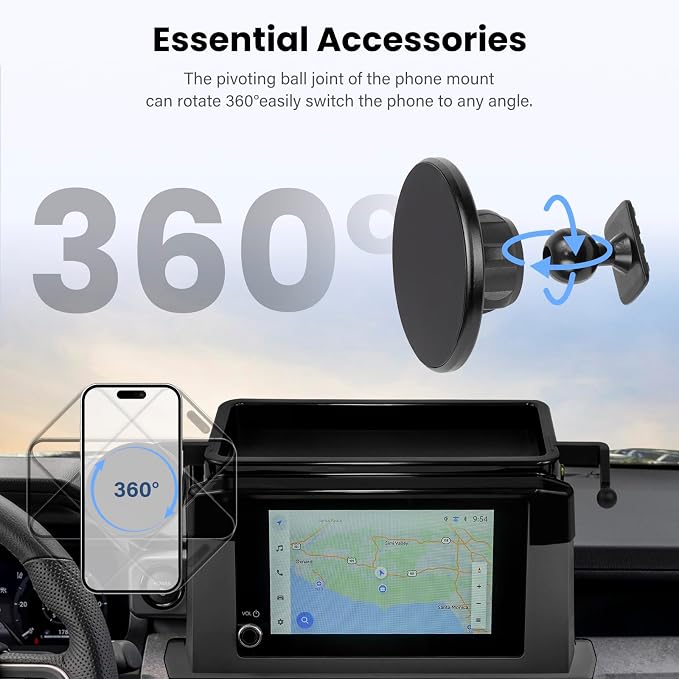 Car Phone Holder for Toyota Tacoma 2024 2025 2026 W/Center Console Organizer-for MagSafe Magnetic Cell Phone Mount for Tacoma Accessories 8 inch Touchscreen,Strong Magnets for iPhone (NOT FIT 14 inch)
