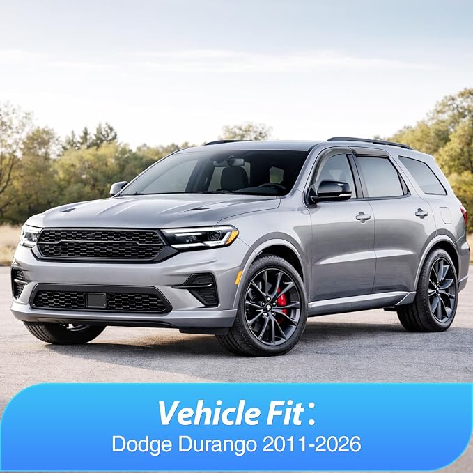 Window Visor Rain Guards for Dodge Durango 2011-2023 2024 2025 2026, Out-Channel Window Deflectors Vent Visors for Rainy Weather, Sun Protection & Ventilation, Smoke Tinted, 4PCS