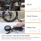 Tire Pressure Gauge with Inflator, 100 PSI-ANSI B40.1 Accurate, Large 2.5" Easy Read Glow Dial, Heavy Duty Air Chuck and Compressor Accessories for Truck, with Case