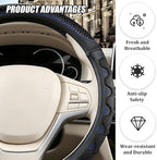 D-Shaped Car Steering Wheel Cover, 14.5-15" Anti-Slip Steering Wheel Protector with 3D Honeycomb Massage Grip, Comfortable Sporty Auto Interior Decor Accessories, Universal Fit (Black/Blue)