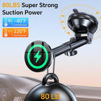 for Magsafe Car Mount Charger【Strongest Magnet】 Upgraded Wireless Car Charger Magnetic Phone Holders for Your Car Suction Cup Phone Mount for MagSafe Car Charger for iPhone 17 16 15 14 13 12
