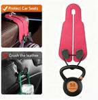 CoBak Purse Hook for Car - Universal Premium Stitched Leather and Aluminum-Magnesium Alloy Double Car Seat Back Storage Hook for Purses, Handbags, Bags (2 Pack),Raspberry