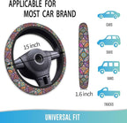 Elastic Steering Wheel Cover Car Accessories Cute Universal 15 Inch Absorbing Sweat Non-Slip Breathable for Woman - Colorful Mandala