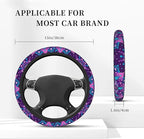 Purple Galaxy Flower Steering Wheel Cover for Women Girls Abstract Mandala Floral Universal 15 Inch Auto Neoprene Case Anti-Slip Car Wheel Protector