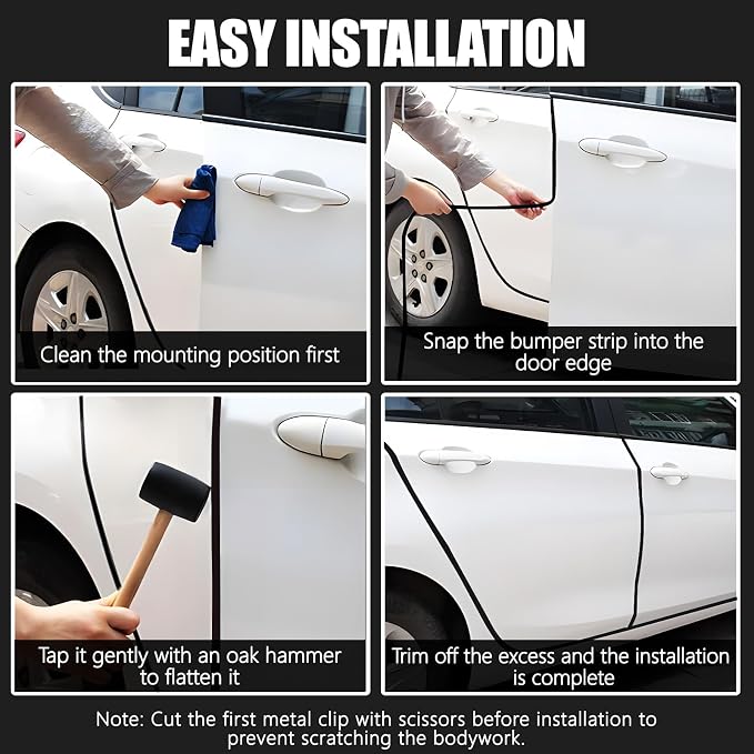 13.1Ft (4M) Car Door Edge Guards, Rubber U Shape Automotive Door Entry Guard Protector Strip, No Glue Required, Universal Vehicle Doors Edge Trim, Exterior Car Accessories (Black, 13.1FT)