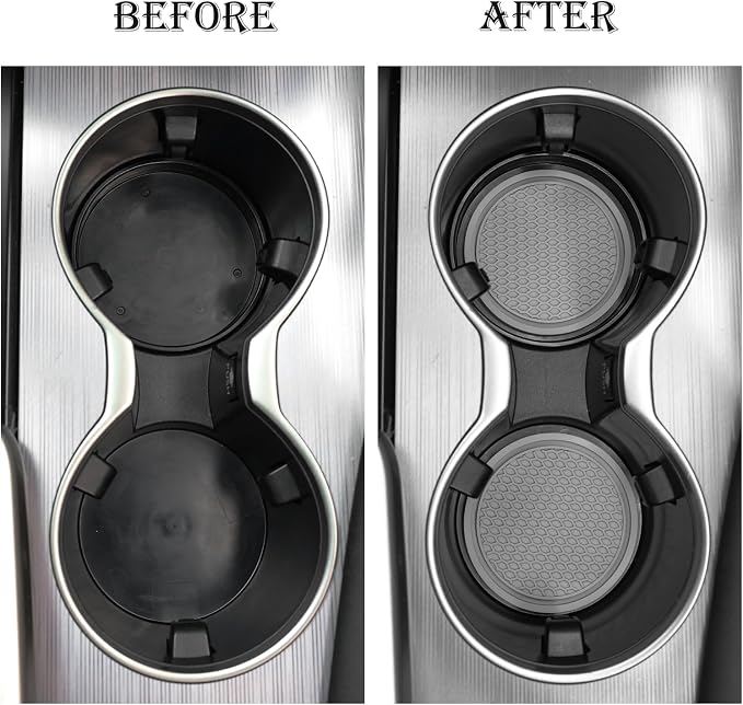 Car Cup Coaster, 4PCS Universal Non-Slip Cup Holders Embedded in Ornaments Coaster, Car Interior Accessories, Gray