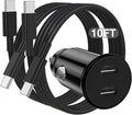 USB C Car Charger for iPhone 17 16 15 Pro Max,40W Dual Port USB-C & USB-A Car Fast Charging Adapter,2X10FT C to C Cable & A to C Carplay Cable for iPhone 17 16 15 Series/iPhone Air,iPad,Samsung-Black