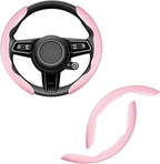 Car Nappa Leather Steering Wheel Cover, Segmented Steering Wheel Protector, Universal 99% Car Wheel Cover Protector (Pink)