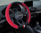 HAOKAY Luxury Fluffy Steering Wheel Cover for Women,Soft Warm Short Plush Steering Wheel Cover Red Fuzzy with Universal 14.5-15 Inch