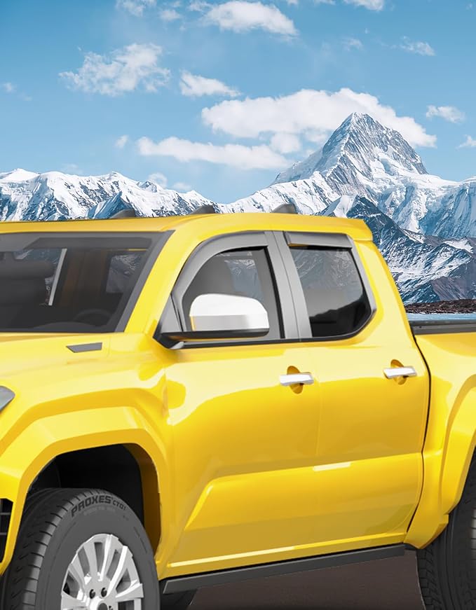 in-Channel Window Rain Guards Fit for Toyota Tacoma 2024-2026 Double Cab with 4 Full-Size Doors Rain Guards Extra Durable Window Deflectors Visors Vent Visors Vent Shades Truck Accessories