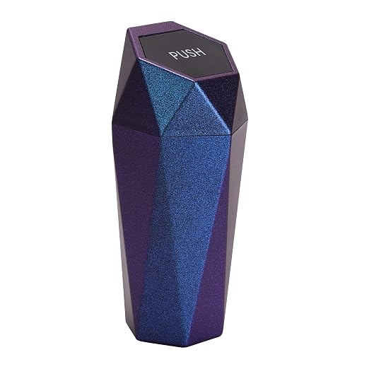 Car Trash Can with Lid, Cup Holder Garbage Can for Car, Garbage Bin Cars Accessories for Interior, Leakproof Small Trash Bin, Mini Trash Can for Cars, Home, Office (1, Iridescent Blue)
