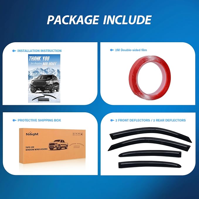 Window Rain Guards for Dodge Charger 2011-2023 2018 2019 2020 2021 2022 2023, Window Wind Deflectors Vent Visors, Tape on-4PCS