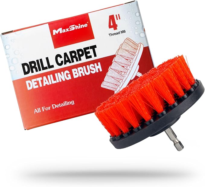 4” Universal M8 Medium-Duty Drill Brush – Upholstery & Carpet Scrubber Attachment for Car Detailing, Fabric, Seats, Floor Mats & Home Cleaning – Removes Stains, Grime, Spots & Buildup