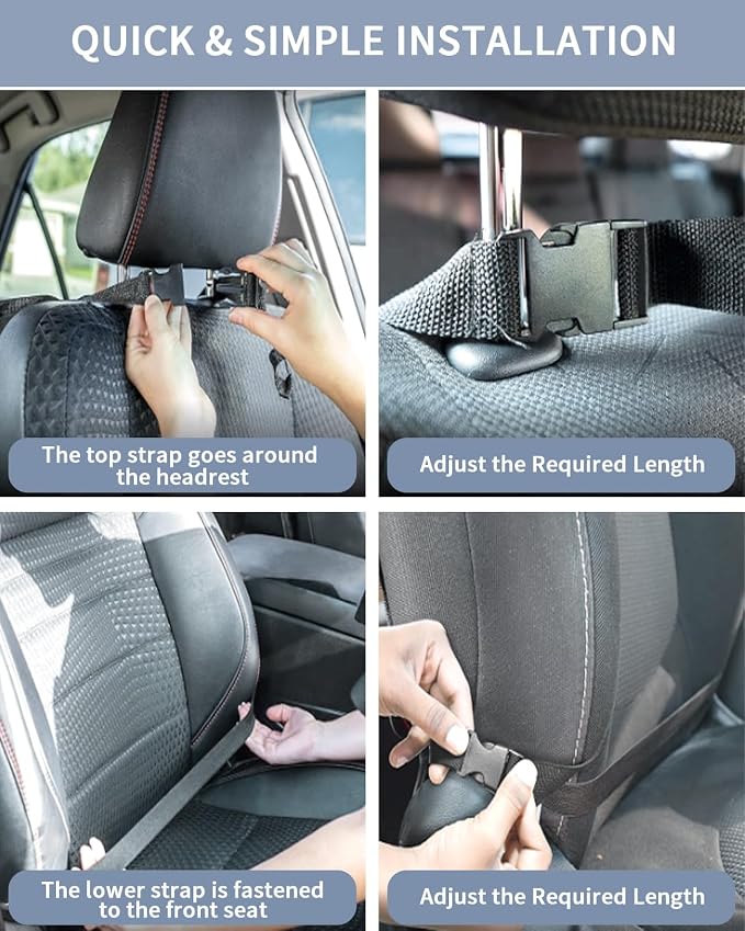 T&H XHome Modern Line Car Seat Protector, 2 Pack Kick Mats Back Seat Protector Abstract Farmhouse Black Brushstroke Blocks Waterproof Back Seat Cover Universal Fit Automotive Interior Protectors
