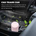 Car Trash Can Bin with Lid, Mini Vehicle Cup Holder Organizer Leakproof Garbage Bin, Waterproof Cup Type Trash Can Multi-Function Storage Container for RV Home Office (Pink)