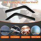 Rain Guards Compatible with 2018-2025 Jeep Wrangler JL 2-Door,Tape-On Side Window Visor Wind Deflector Vent Visors Car Accessories