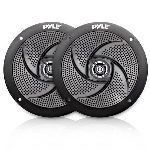 Pyle Marine 4-Channel Bluetooth Waterproof Amplifier Bundle Combo with 4X 6.5 Waterproof Weather Resistant 240W Peak Black Audio Speakers, Amp Install Kit, 18-G 50 Ft Speaker Wire
