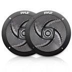 Pyle Marine 4-Channel Bluetooth Waterproof Amplifier Bundle Combo with 4X 6.5 Waterproof Weather Resistant 240W Peak Black Audio Speakers, Amp Install Kit, 18-G 50 Ft Speaker Wire