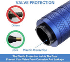 Tire Valve Stem Caps, Blue, 4 pcs/Pack, Anodized Aluminum Tire Valve Cap Set, Corrosion Resistant, Universal Stem Covers for Cars Trucks Motorcycles SUVs and Bikes