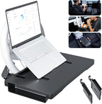 2-in-1 Car Steering Wheel Desk & Seat Gap Organizer Filler Tray | Foldable Adjustable Height Car Desk for Laptop Computer Tablet, Eating - Portable Table for Car Workstation Truck SUV Tesla