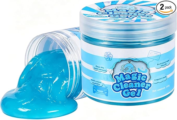 2 Pack Car Cleaning Gel Slime Clean Putty Dust Remover Car Interior Cleaner Kit Supplies Accessories Auto Detailing Tools for Air Vents Consoles Cup Holders Keyboards Notebook Camera