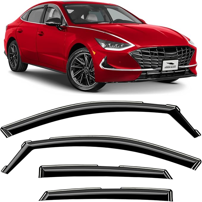 Voron Glass in-Channel Extra Durable Rain Guards for Hyundai Sonata 2020-2026, Window Deflectors, Vent Window Visors, 4 Pieces - 200934