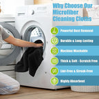 Microfiber Cleaning Cloths for Cars 16 x 16 Inch Ultra Absorbent Car Towels Drying Reusable Cleaning Supplies House Kitchen Window Microfiber Towel(Black,60 Pcs)