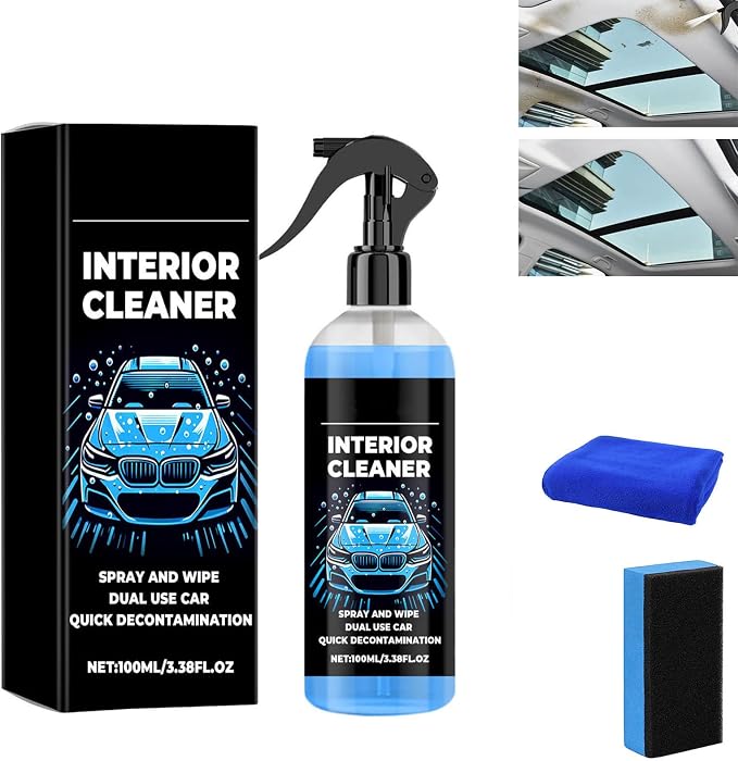 Car Headliner Cleaning Kit, Interior Roof Stain Remover, Multi-purpose cleaner for fabric seats and car headliners (1, 100ML)