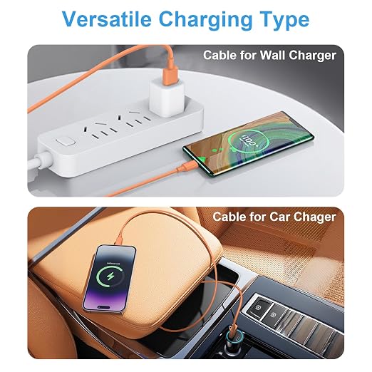 3FT Car Carplay Cable for iPhone 17 16 15 Cable USB to USB C Cable[Apple MFi Certified] USB C Carplay Cord,iPhone 17 Charger Cord,iPhone 16 Car Charger,USB to Type C Cable Car Charging Cable(Orange)