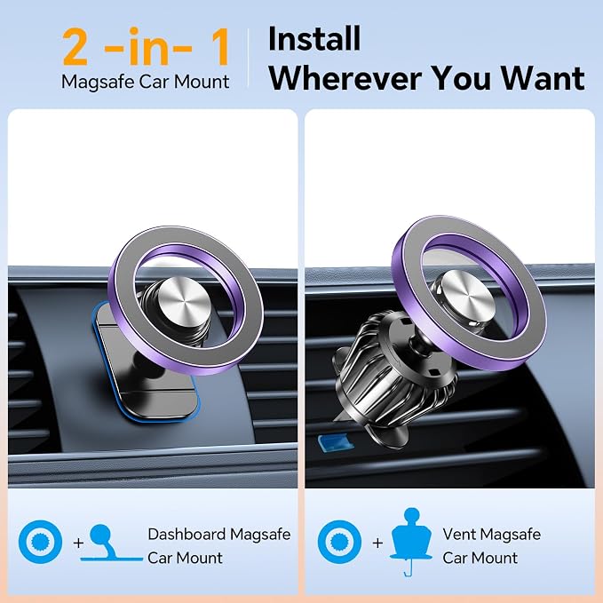for Magsafe Car Mount【20 Strong Magnets】Magnetic Phone Holder for Car Phone Holder Mount Dash Mounted Holders Cell Phone Holders for Your Car Accessories for Women Men for iPhone 17 16 15 14